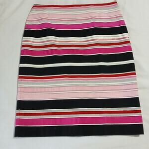 Talbots 8 Ribbon Skirt Knee-Length Cotton Blend Fully Lined Zip Back Pink/Black